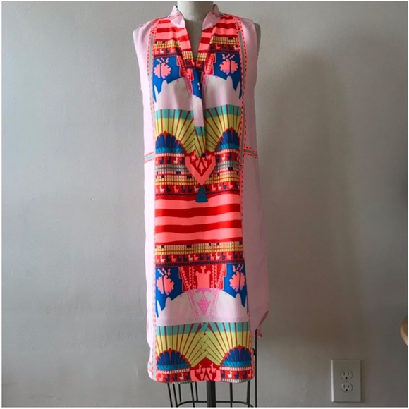 Mara Hoffman Sleeveless Shirt Dress in Sunset Pink - Picture 1 of 3